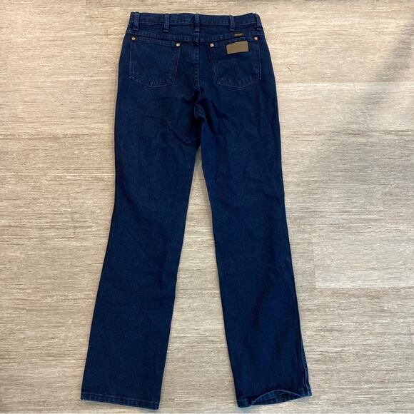 Men’s Wrangler Straight Leg Jeans Size 32x33.5 Dark Wash - Picture 4 of 6